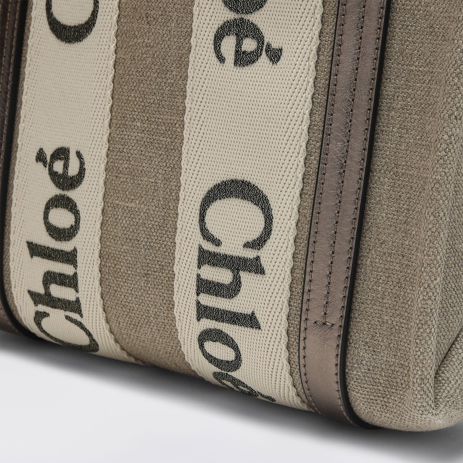 ハンドバッグ CHLOE Woman Handbag Grey CHC25SS397O81 074 Chloé Woody grey linen and leather tote bag | TheDoubleF