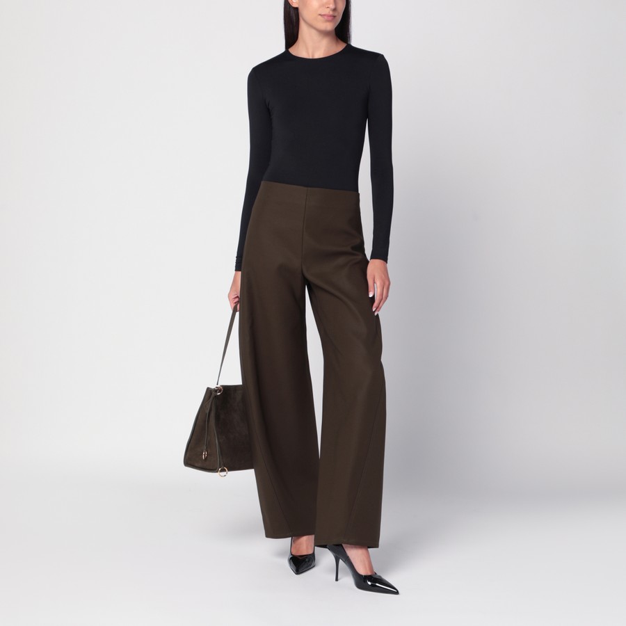 パンツ ALAIA WIDE OLIVE GREEN TROUSERS Alaïa Wide olive green trousers | TheDoubleF