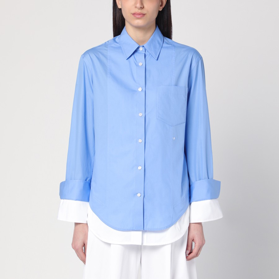 VICTORIA BECKHAM 1125JTS006165AWASABI 関税送料込 Victoria Beckham Double-layer shirt in light blue/white