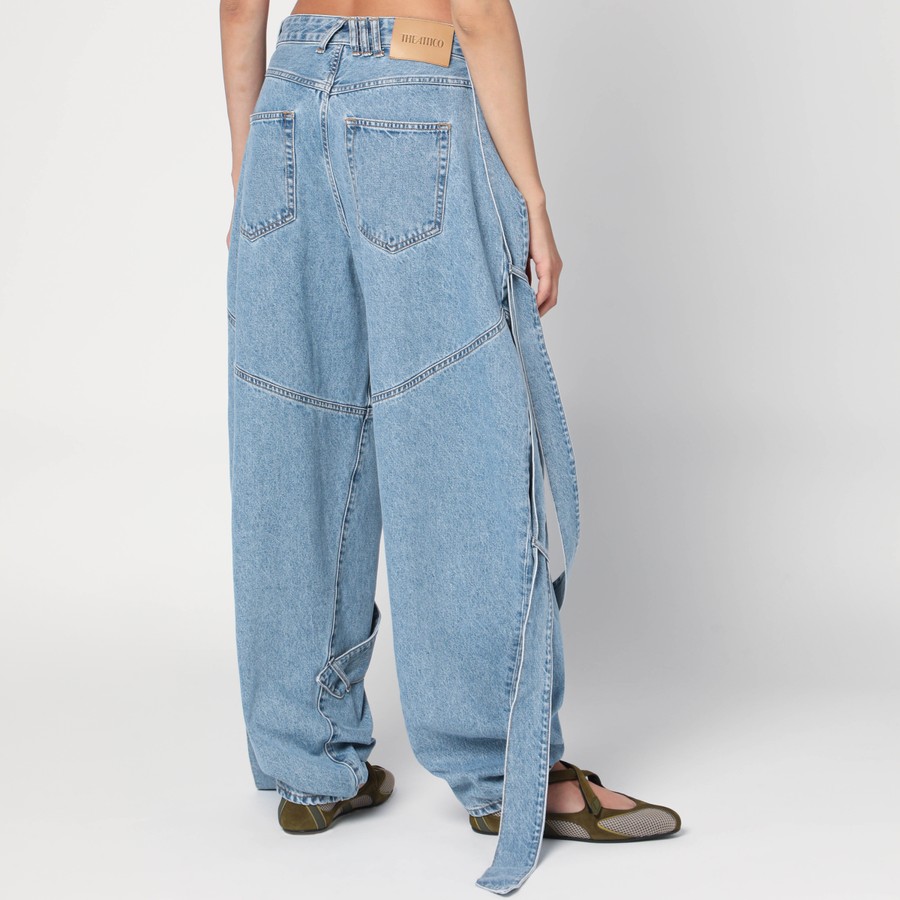 The Attico Wide light blue jeans with ribbons | TheDoubleF