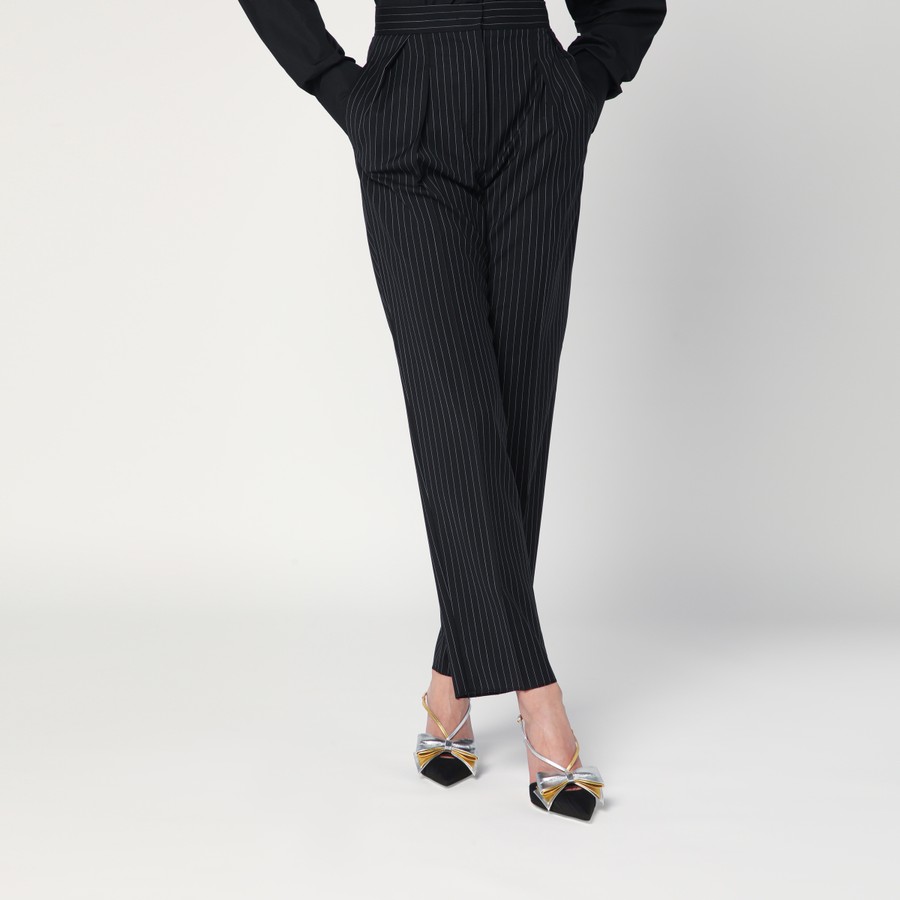 パンツ MAX MARA BLACK PINSTRIPED WOOL TROUSERS Max Mara Black pinstriped wool trousers | TheDoubleF