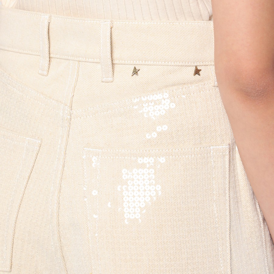 Golden Goose Trousers with transparent sequins écru | TheDoubleF