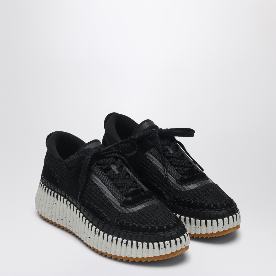 Chloé Black Nama trainer in recycled nylon | TheDoubleF