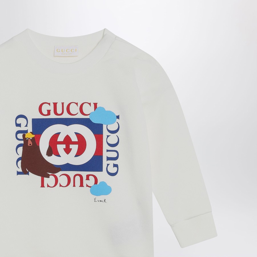 GUCCI White sweatshirt with logo print | TheDoubleF