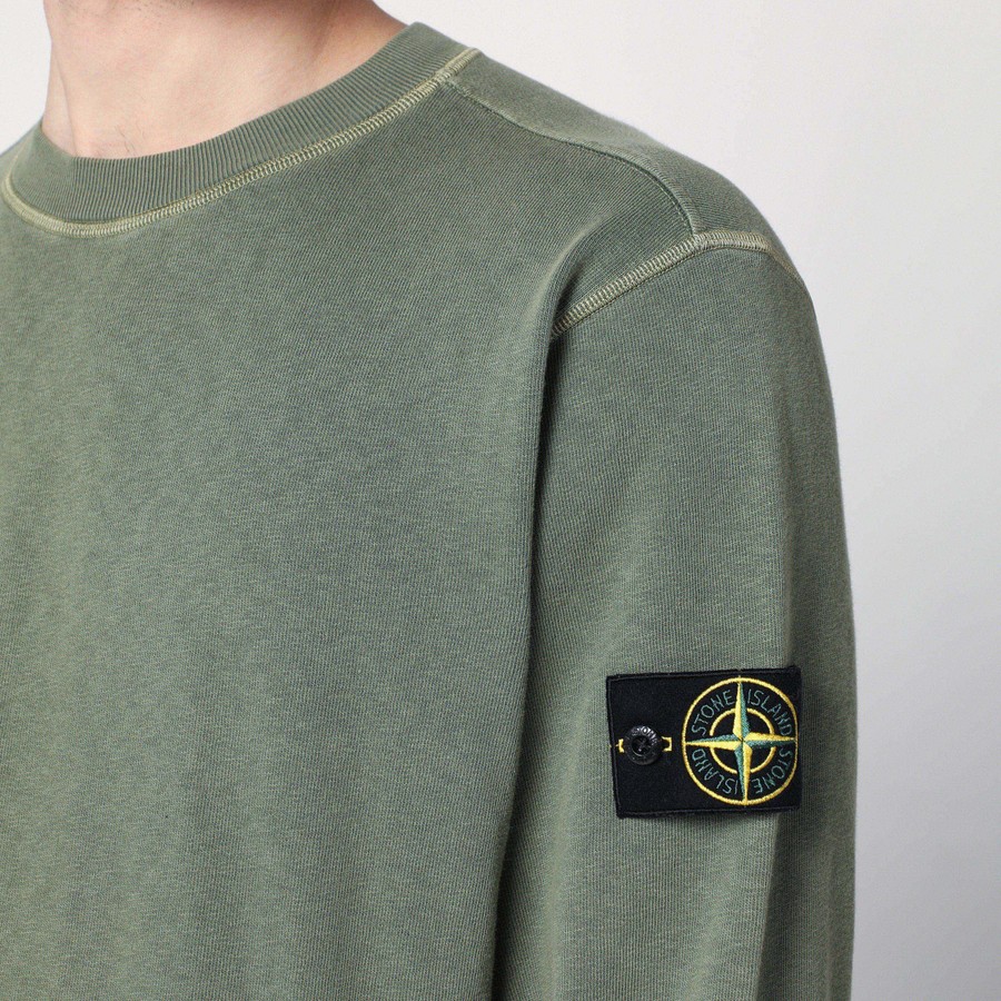 スウェット・トレーナー STONE  MOSS GREEN COTTON SWEATSHIRT Stone Island Moss green cotton sweatshirt | TheDoubleF