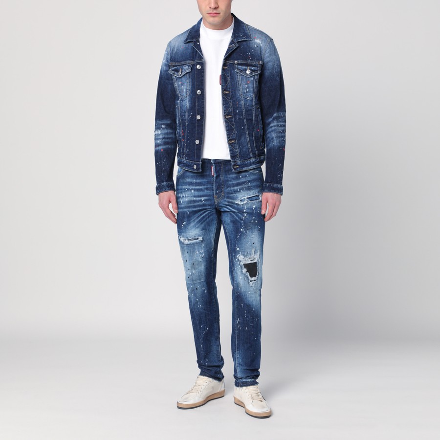 Dsquared2 リホン ティテル レス トンク D8L7C59000 270 Dsquared2 Faded blue jeans with rips and splashes | TheDoubleF