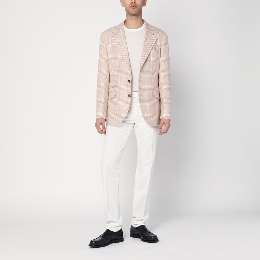 Brunello Cucinelli Papaya-colored Prince of Wales jacket