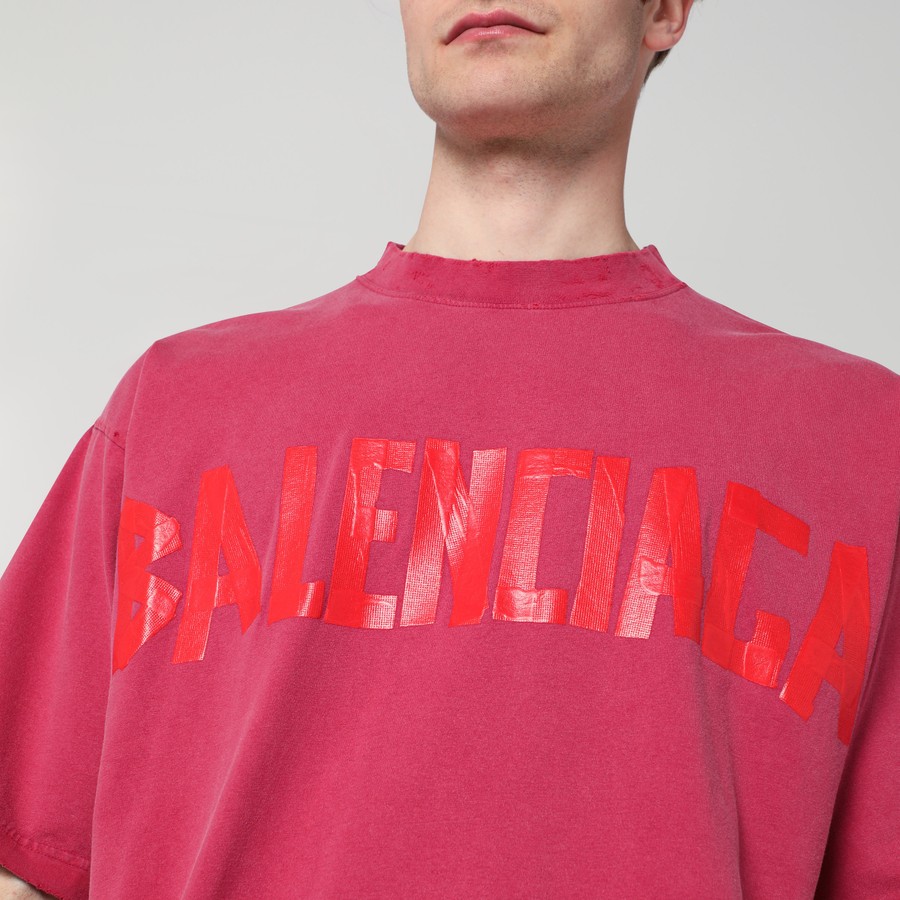 Balenciaga Tape Type raspberry-coloured t-shirt | TheDoubleF