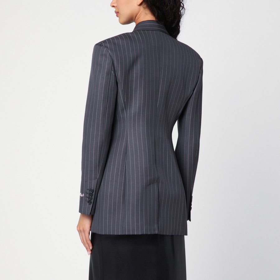 ジャケット OFF-WHITE SINGLE-BREASTED GREY PINSTRIPE JACKET Off-White™ Single-breasted grey pinstripe jacket | TheDoubleF