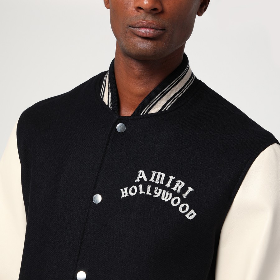 AMIRI Black/ivory wool blend bomber jacket | TheDoubleF