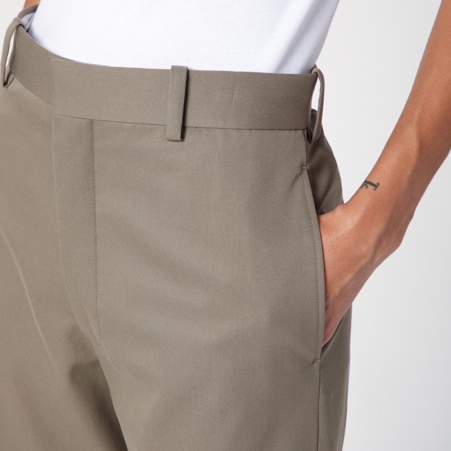 パンツ LOEWE BROWN KHAKI SILK AND COTTON TROUSERS Loewe Brown khaki silk and cotton trousers | TheDoubleF