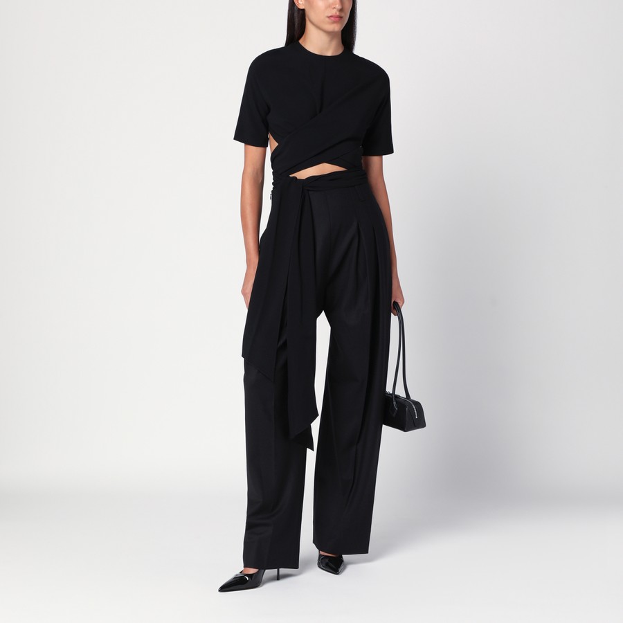 Alaïa Black crossed top in viscose jersey | TheDoubleF