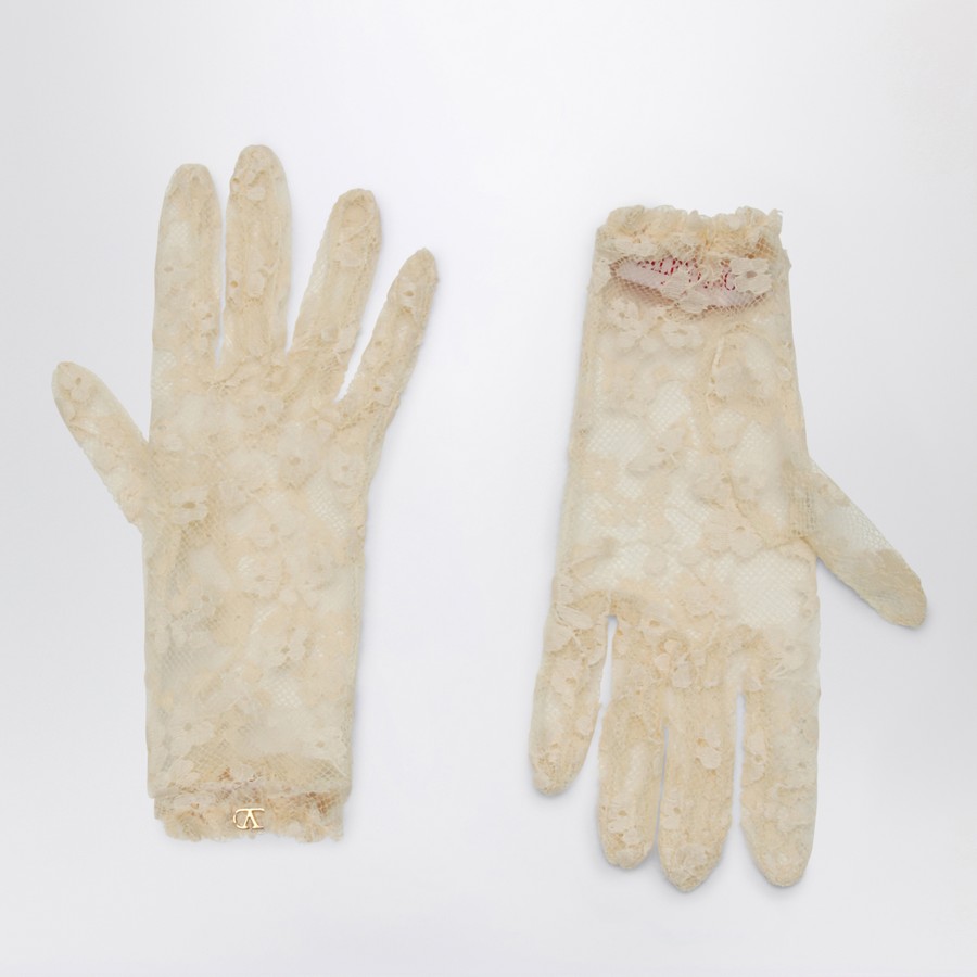 Valentino Garavani Vlogo Signature butter-coloured lace