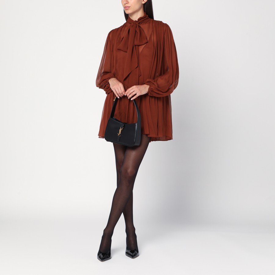 ワンピース Saint Laurent Rust-Colored Lavalliere Silk Dress Saint Laurent Rust-colored lavallière silk dress | TheDoubleF