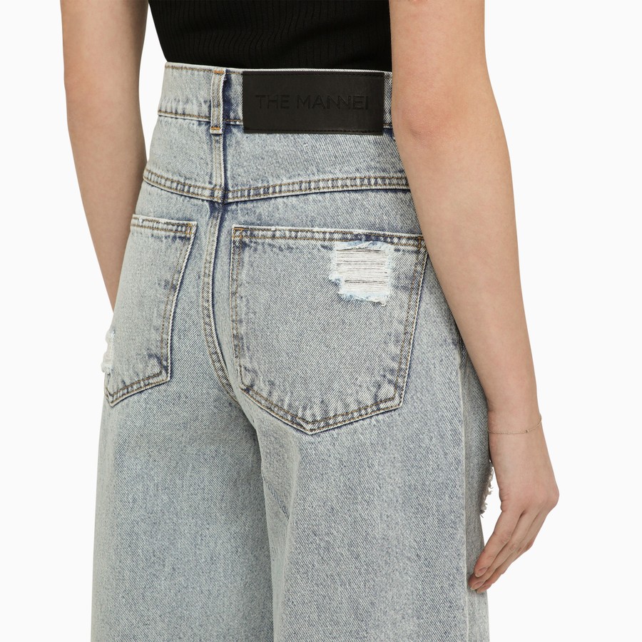 デニム・ジーパン THE MANNEI Women Straight Pants LAHTICO Blue THE MANNEI Lathi blue wide denim jeans with wear | TheDoubleF