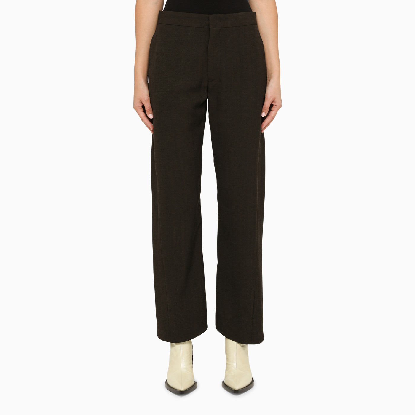 Jil Sander Chocolate-coloured silk blend trousers | TheDoubleF Jil Sander Chocolate-coloured silk blend trousers | TheDoubleF