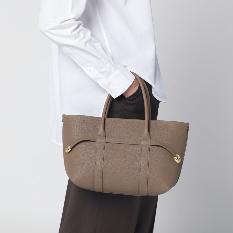 Loro Piana Ghiera Shopper Small bag in fossil color | TheDoubleF