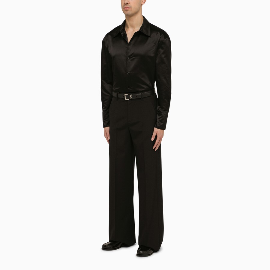 Tシャツ・カットソー Saint Laurent SS24 Silk shirt (788143Y015O 1000) Saint Laurent Black silk shirt | TheDoubleF