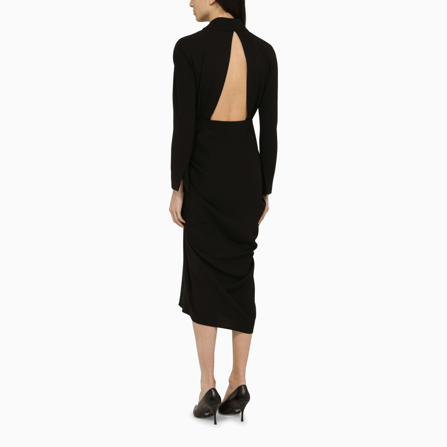ワンピースその他 Dries Van Noten Black wool-blend dress with drape Dries Van Noten Black wool-blend dress with drape | TheDoubleF