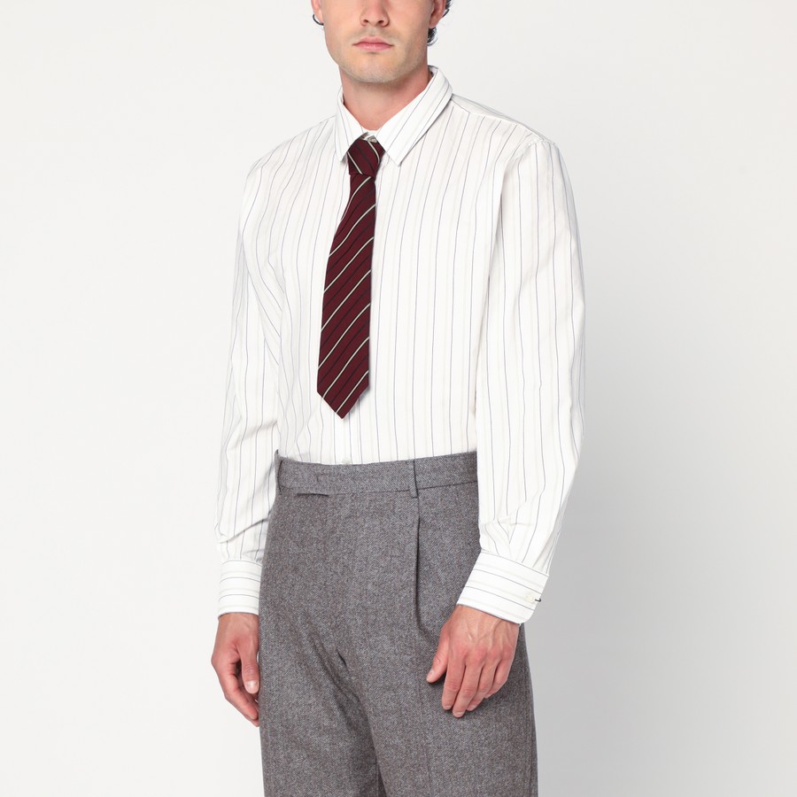 Saint Laurent Chemise Cassandre blanche à rayures en coton