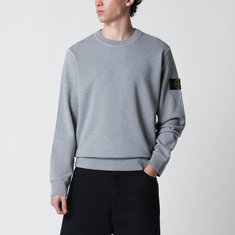 Stone Island Grey cotton sweatshirt with regular fit | TheDoubleF