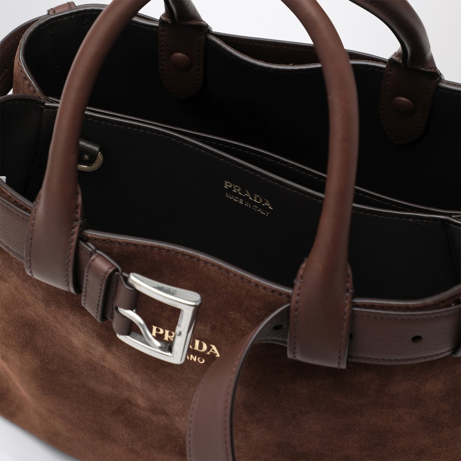Prada Prada Buckle bag medium size Cacao colour in suede