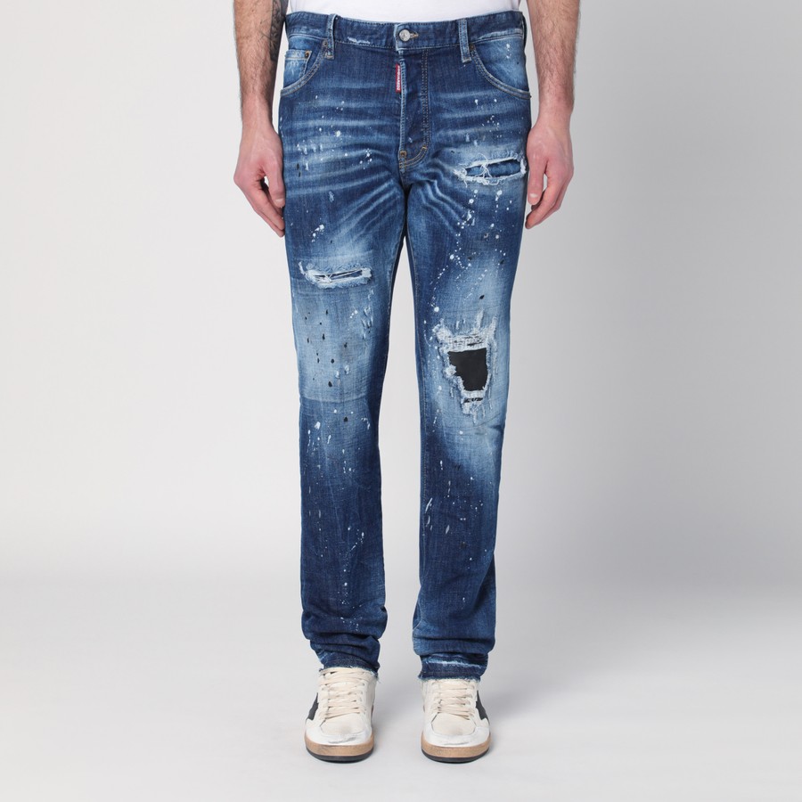デニム・ジーパン JEANS DSQUARED2 BLU Dsquared2 Faded blue jeans with rips and splashes | TheDoubleF