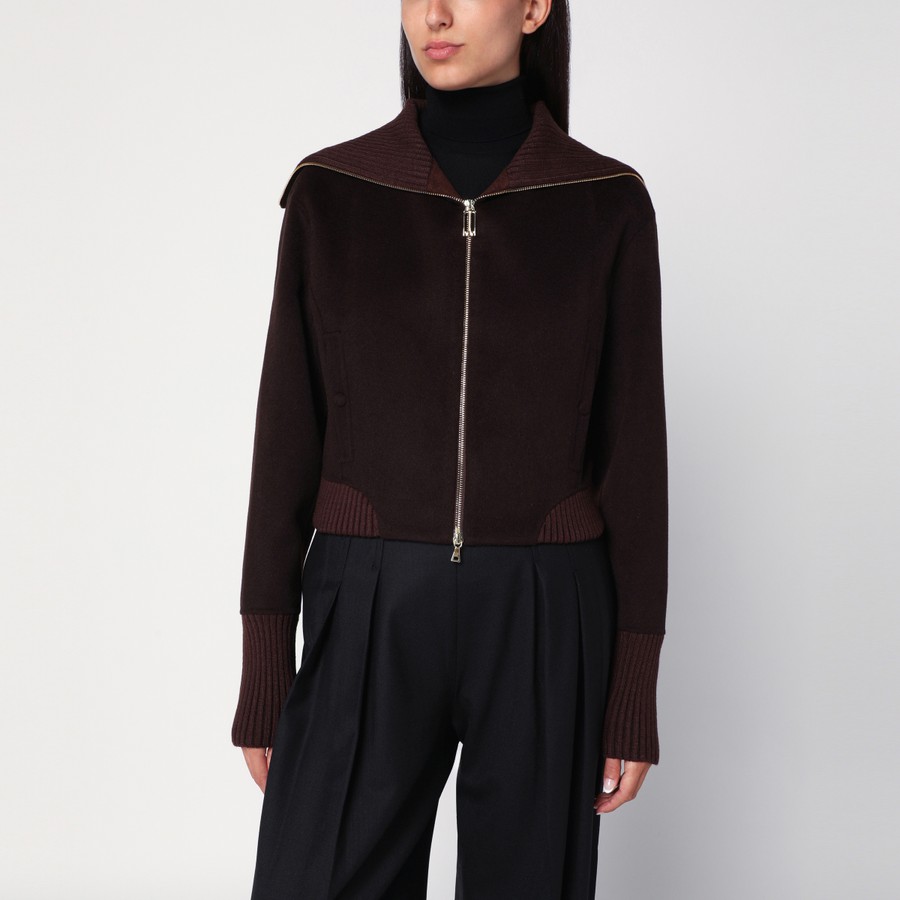 ジャケット Victoria Beckham Brown zip-up cardigan Victoria Beckham Brown zip-up cardigan – Lord & Taylor