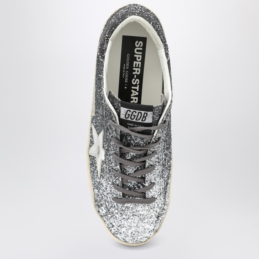 Golden Goose Silver/Black Glitter Super-Star Sneakers