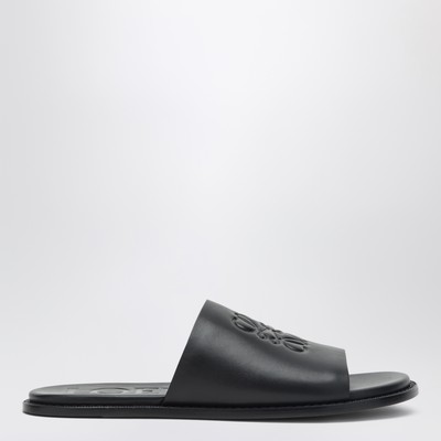 Loewe Black Anagram Flex slides in leather | TheDoubleF