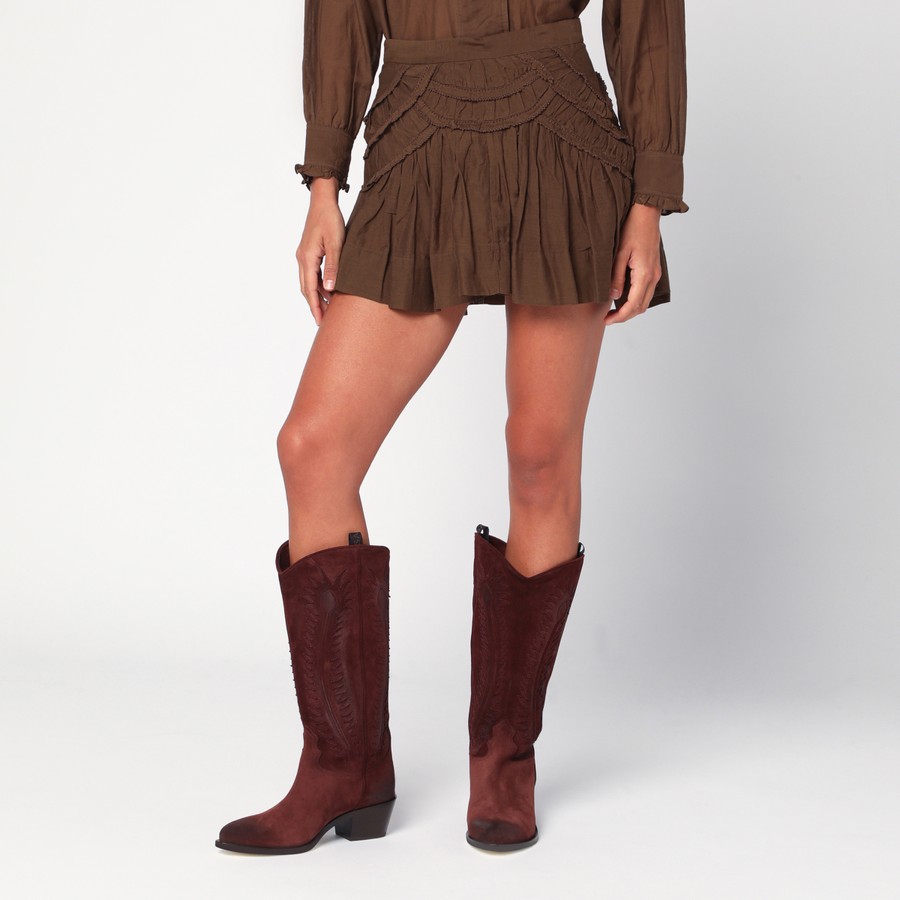 ISABEL MARANT Étoile Khaki Ceola skirt with ruffles | TheDoubleF