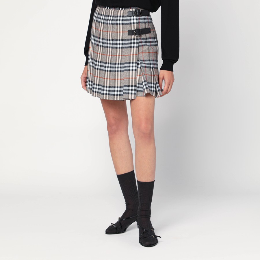 Burberry Skirt Jupe Kilt Femme Burberry Jupe Kilt En Laine Grise à