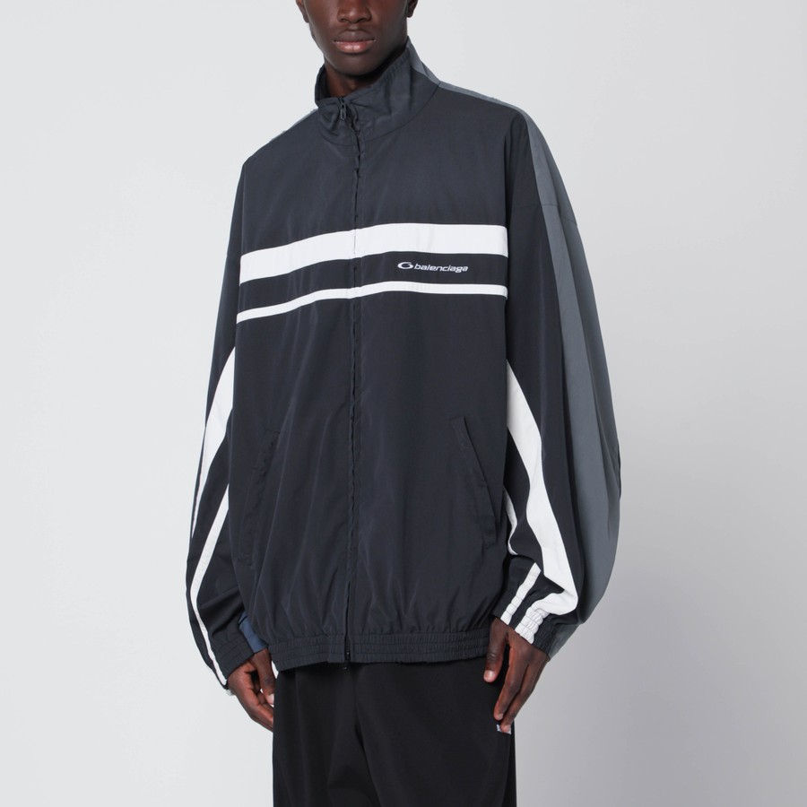 Balenciaga Black/navy/grey 50/50 technical fabric tracksuit jacket