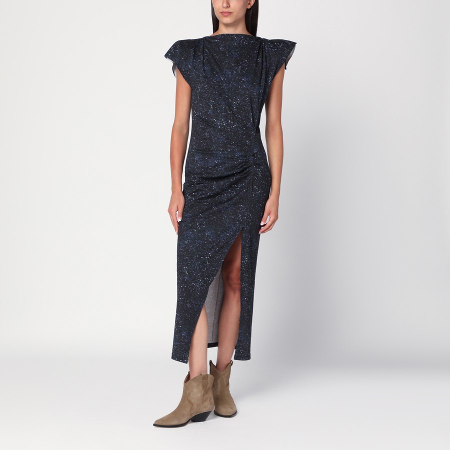 ISABEL MARANT Abito midi con stampa blu notte TheDoubleF