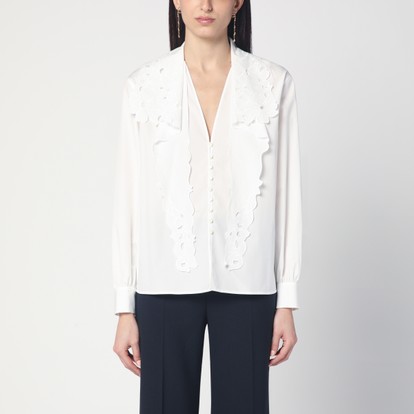 Chloé White shirt with embroidered bow tie TheDoubleF