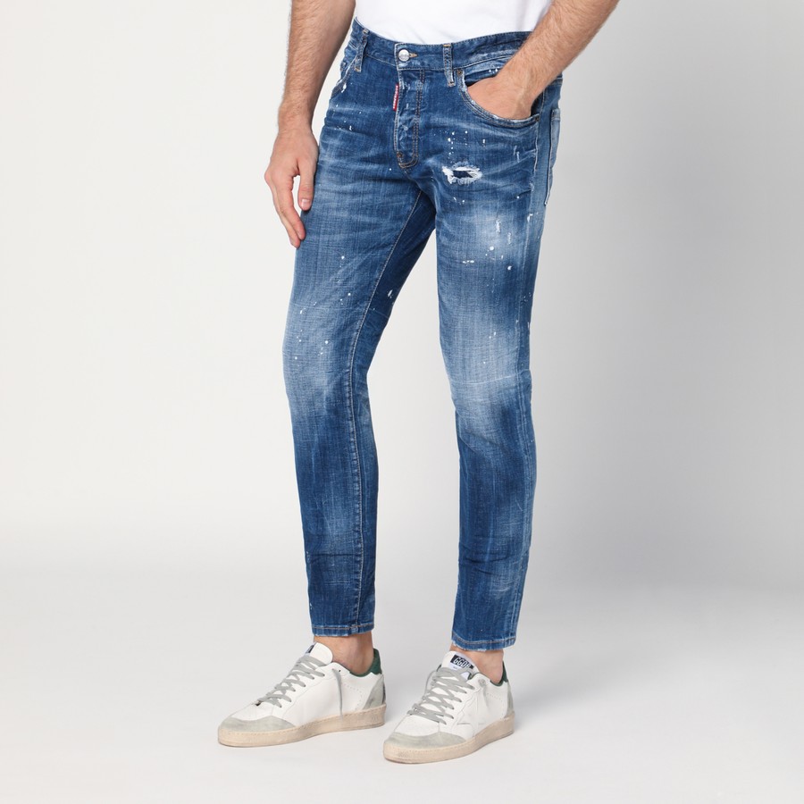 Magliano X D2 Jean bleu délavé avec déchirures et éclaboussures