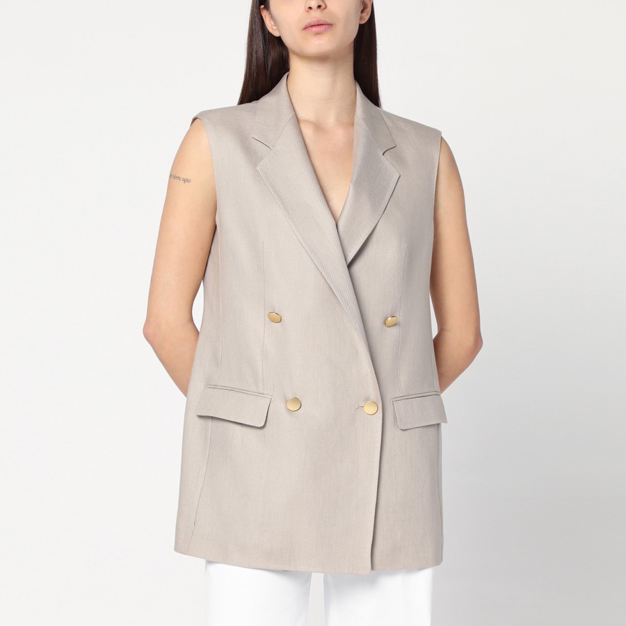 ジャケット Tagliatore Beige double-breasted linen vest Tagliatore Beige double-breasted linen vest | TheDoubleF