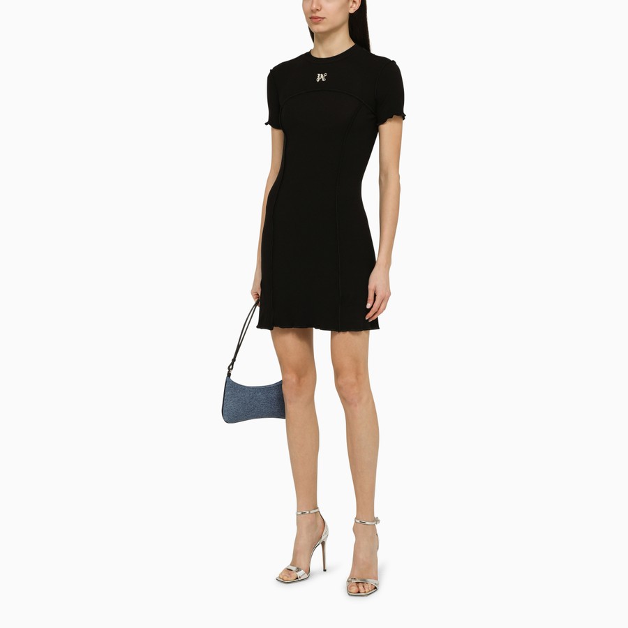 Palm Angels Black cotton mini dress with logo | TheDoubleF