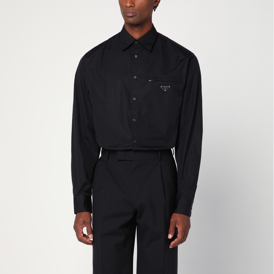 Prada Black cotton shirt with logo | TheDoubleF