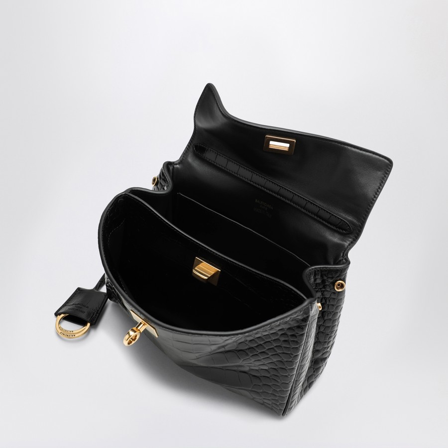 Balenciaga Small Rodeo bag in black crocodile-effect leather