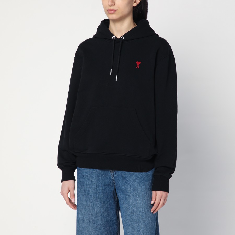 Ami Paris Ami De Coeur black hoodie | TheDoubleF