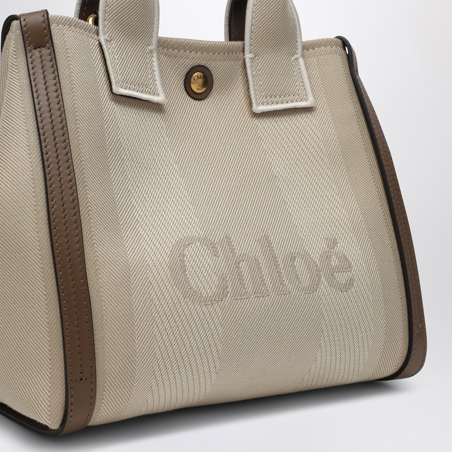 バッグ・カバンその他 Chloe Carry Small tote bag in beige striped canvas Chloé Carry Small tote bag in beige striped canvas | TheDoubleF