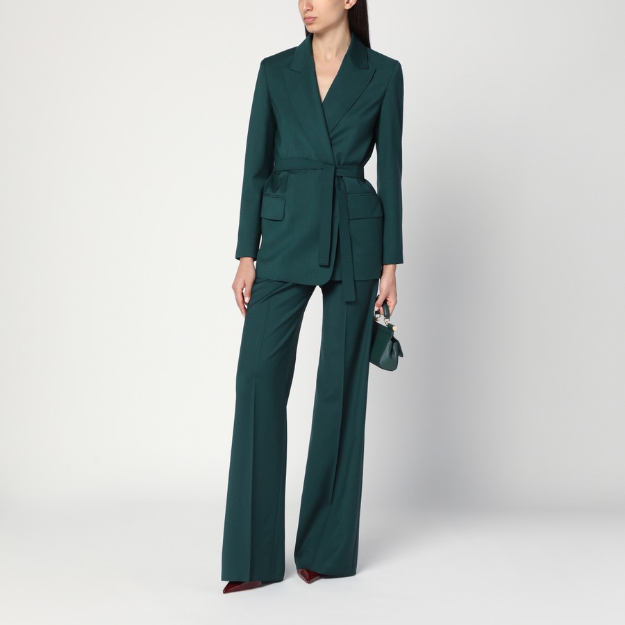 パンツ MAX MARA GREEN STRAIGHT TROUSERS IN WOOL Max Mara Green straight trousers in wool | TheDoubleF