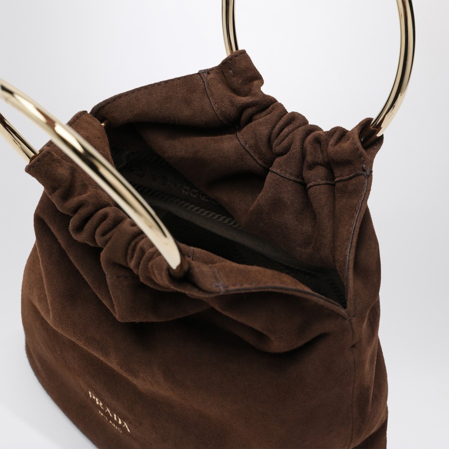 Prada Mini bucket bag in cocoa color suede | TheDoubleF