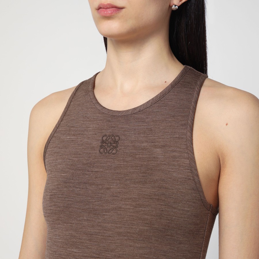 ワンピース LOEWE BROWN WOOL DRESS WITH ANAGRAM LOGO Anagram Tank Dress | LOEWE | elysewalker