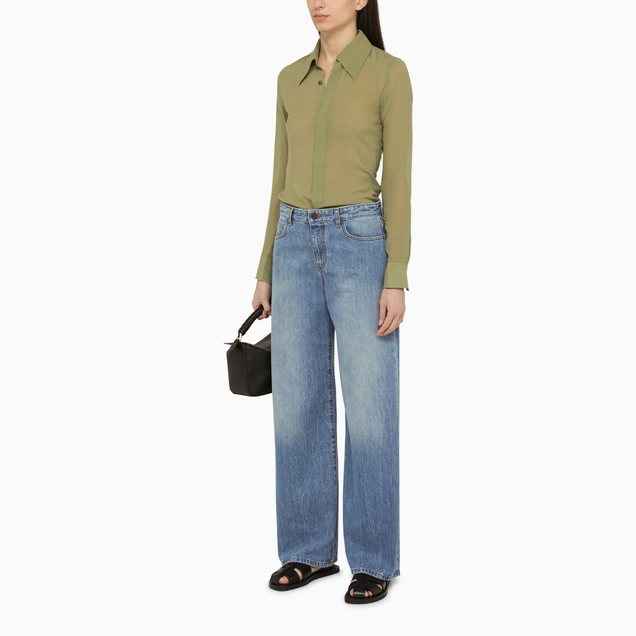 Tシャツ・カットソー AMI PARIS SAGE GREEN SILK CROP-TOP Ami Paris Sage Green Silk Crop Top – LOZURI®