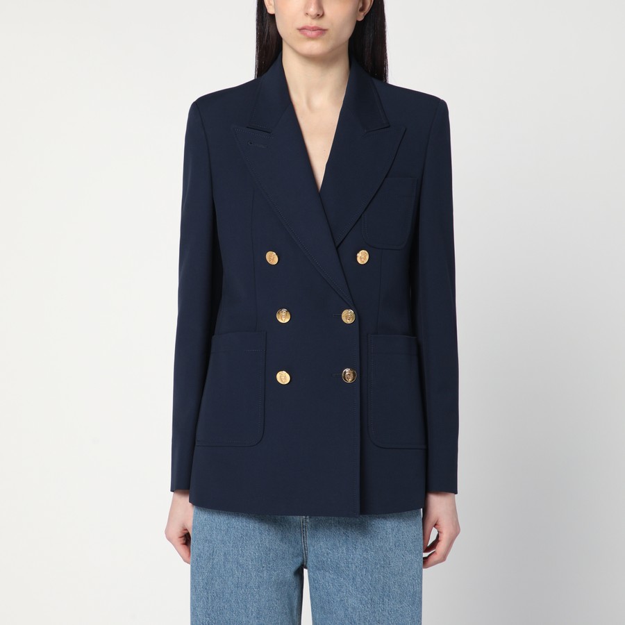 ジャケット GUCCI Women Jackets 818203Z7AJZ 4264 BLUE GUCCI Double-breasted blue jacket in cotton | TheDoubleF