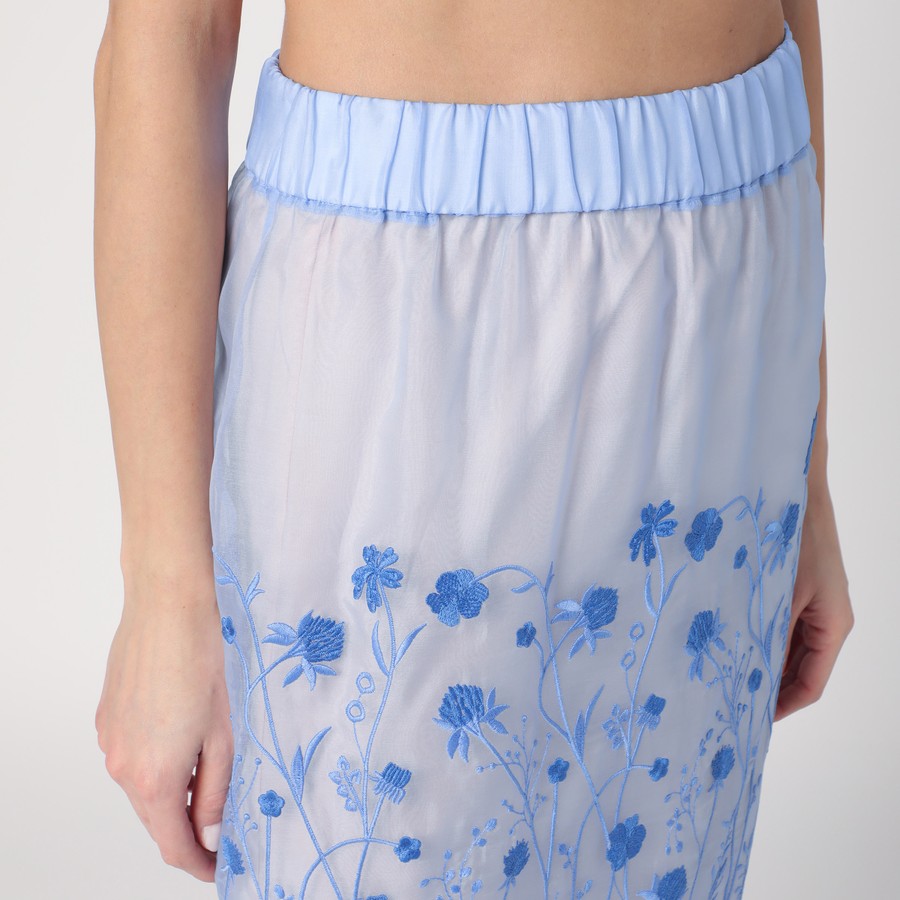 スカート PAROSH Women Skirts D621136CO Blue P.A.R.O.S.H. Sky blue silk skirt with embroidery | TheDoubleF