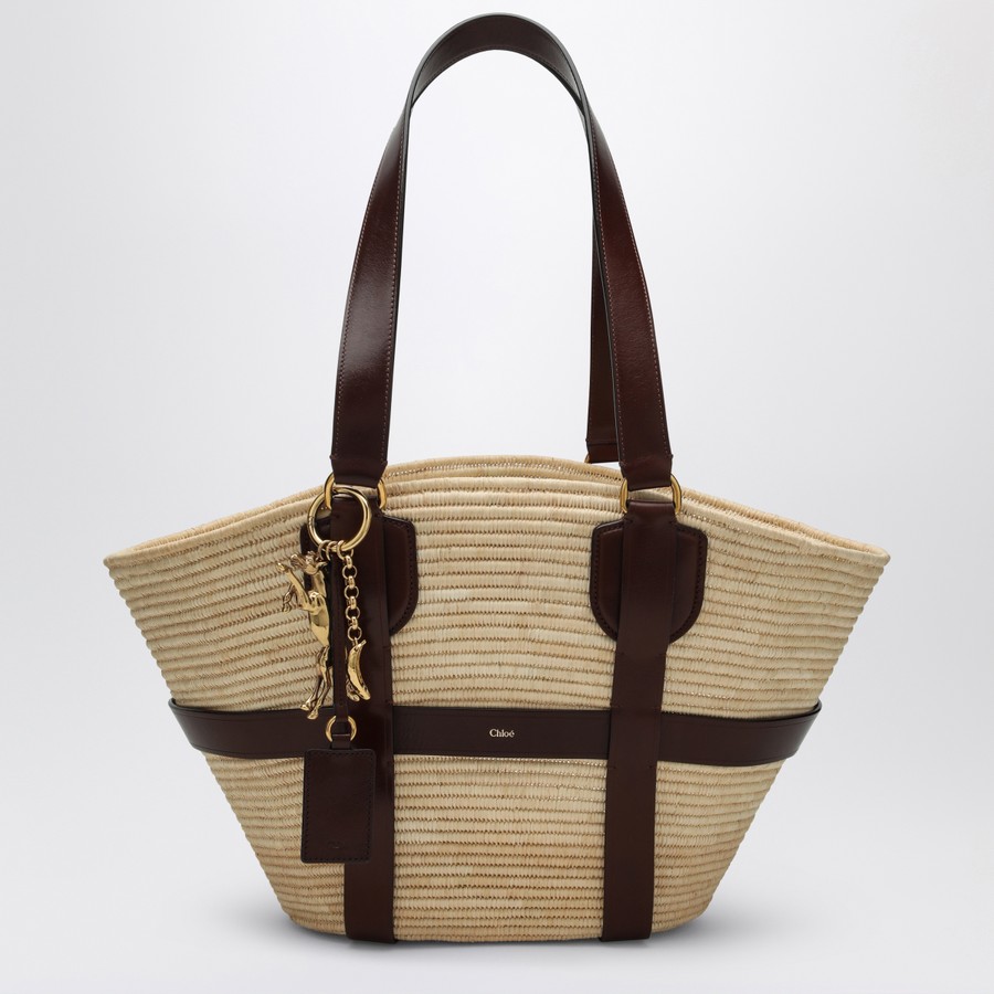 Chloé Tote bag Kerala 25 in raffia and brown leather