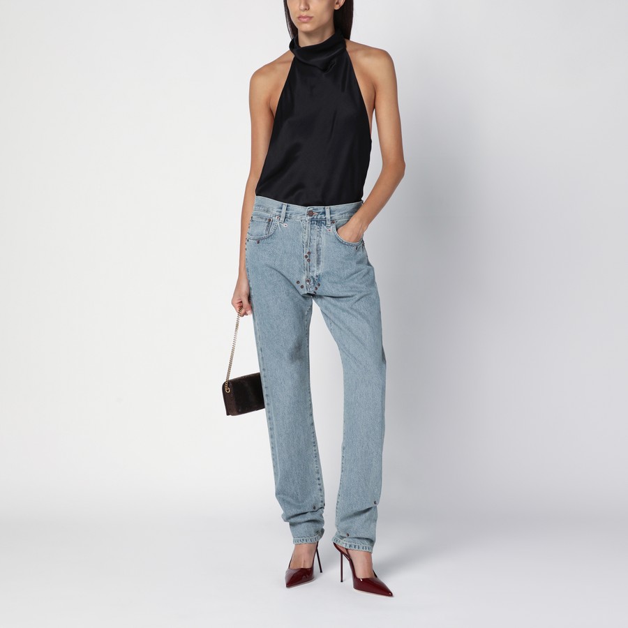 【関税&送料込み】Moschino Light Denim Jeans With Rivets Moschino Light blue denim jeans with rivets | TheDoubleF